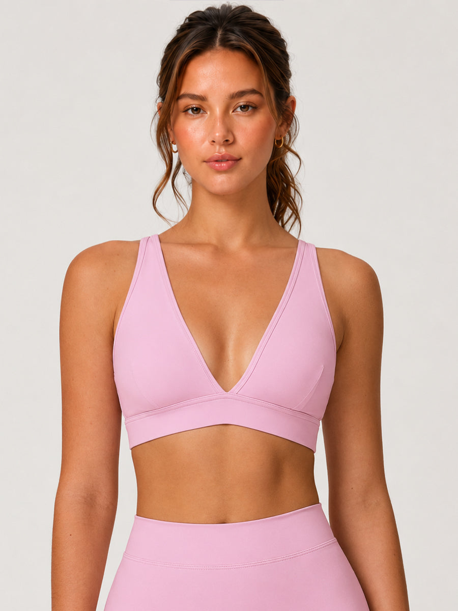 Sleek V-Neck Sports Bra