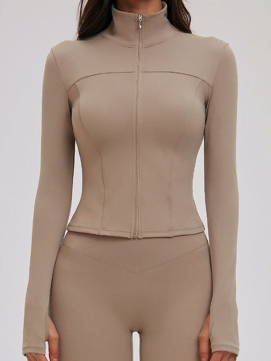 Brushed Stand-Collar Full-Zip Yoga Jacket