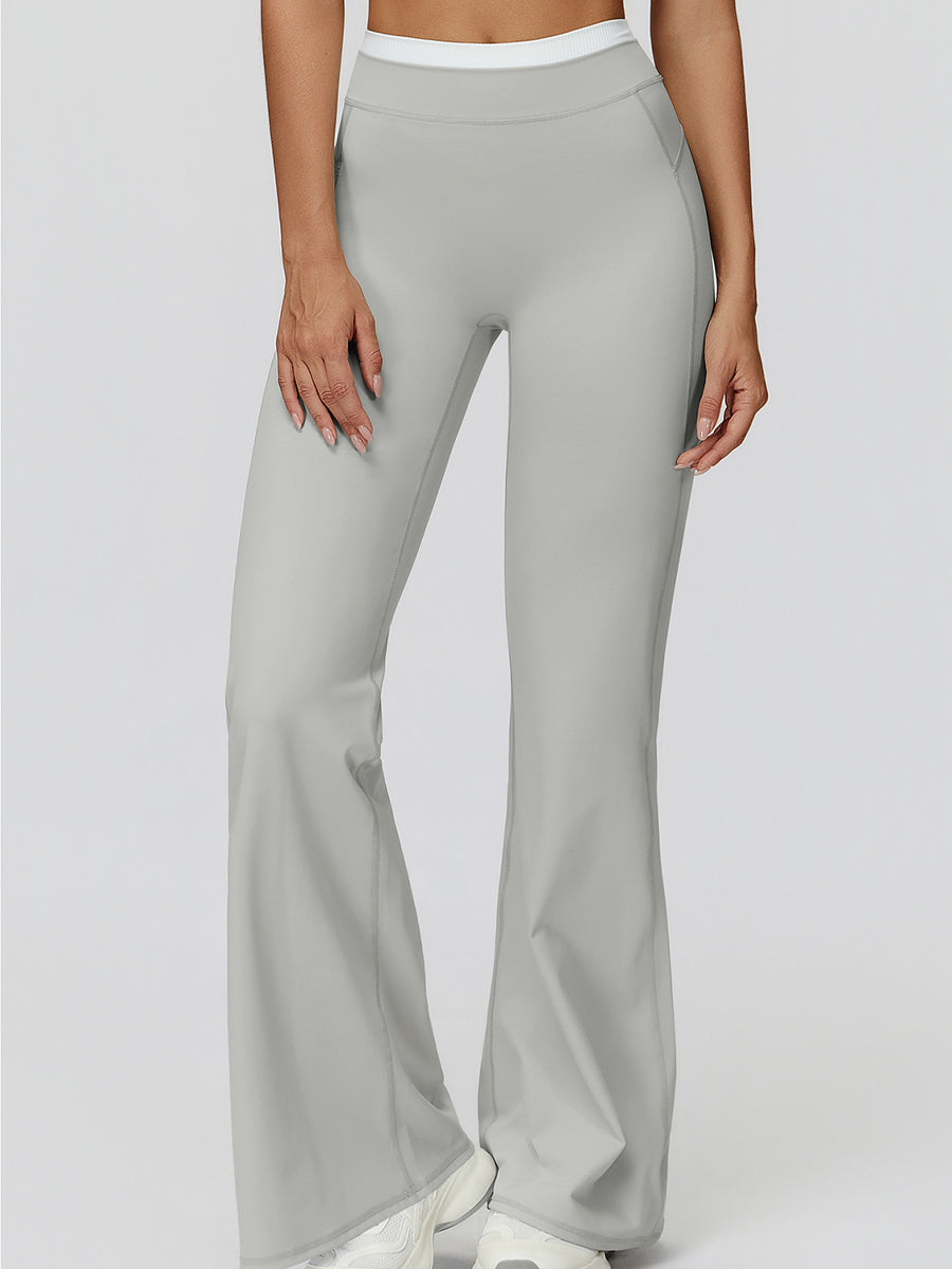 NakedFeel Contrast Ribbed Flare Pants