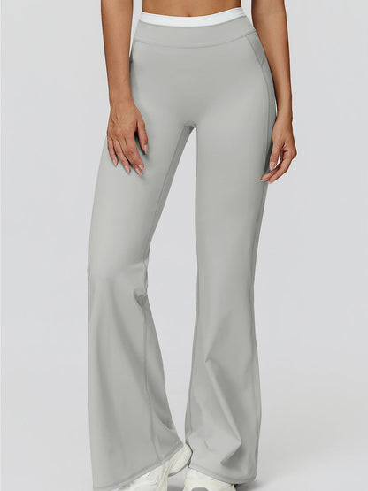 NakedFeel Contrast Ribbed Flare Pants