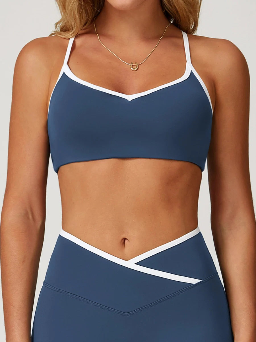 Pastel Colorblock Cut-Out Back Sports Bra