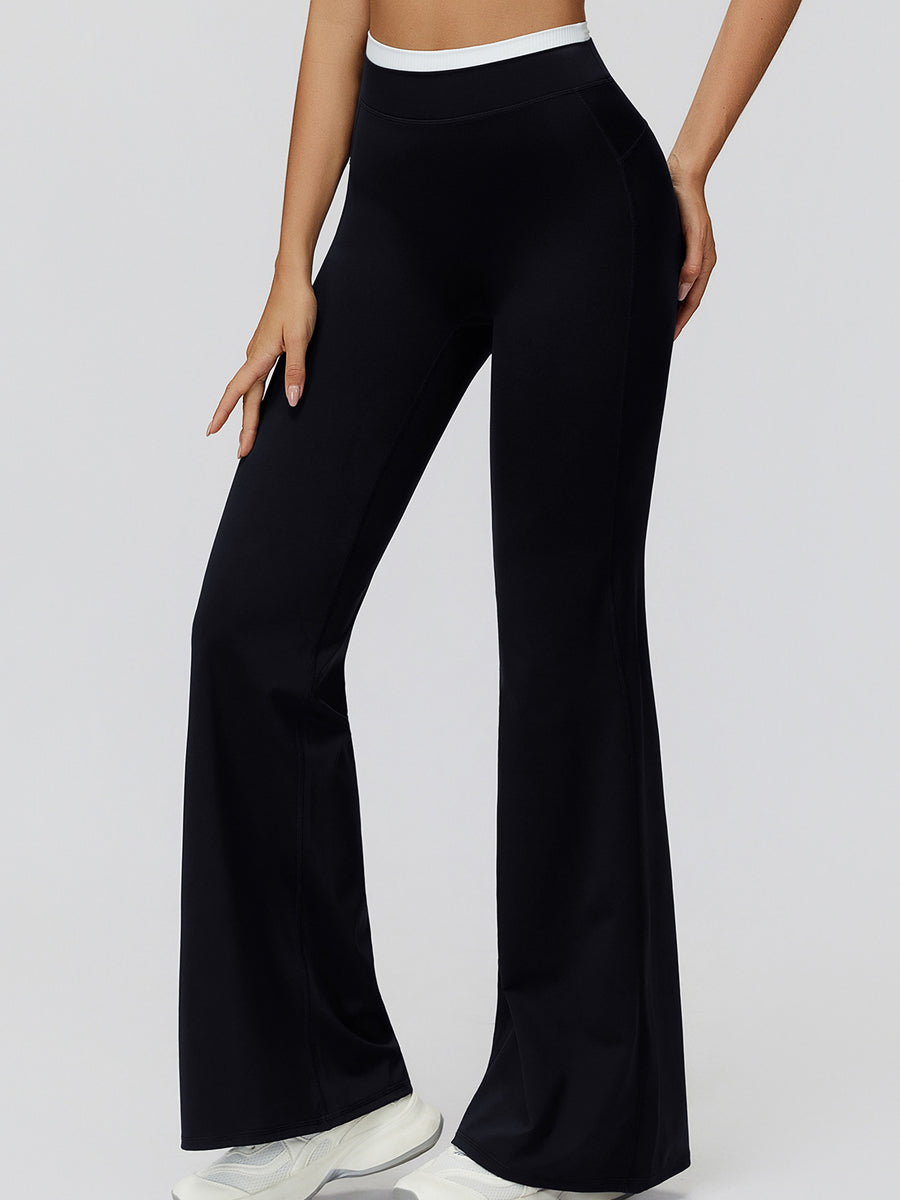NakedFeel Contrast Ribbed Flare Pants