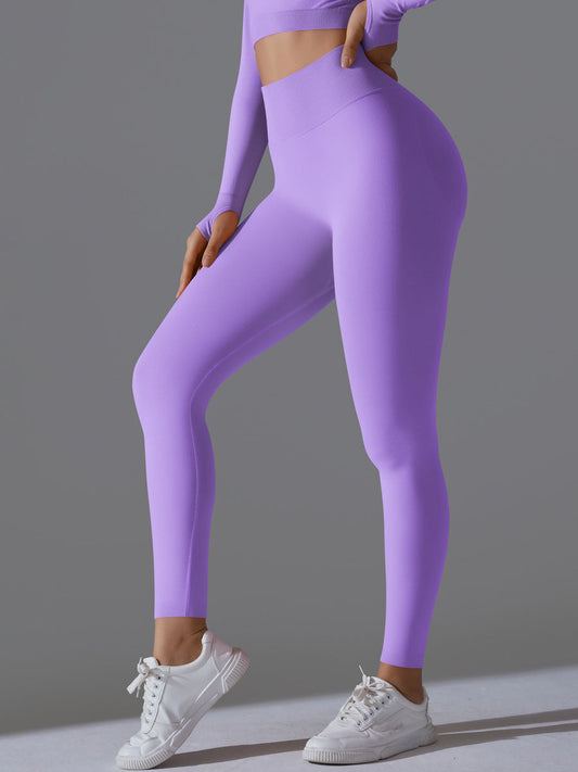 Seamless Solid High-Waist Peach Workout Leggings