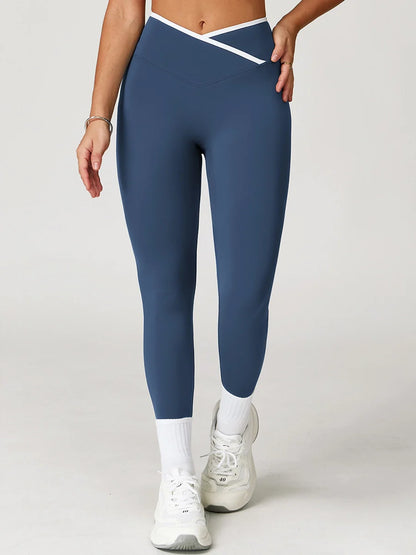 Pastel Colorblock Crossover Leggings