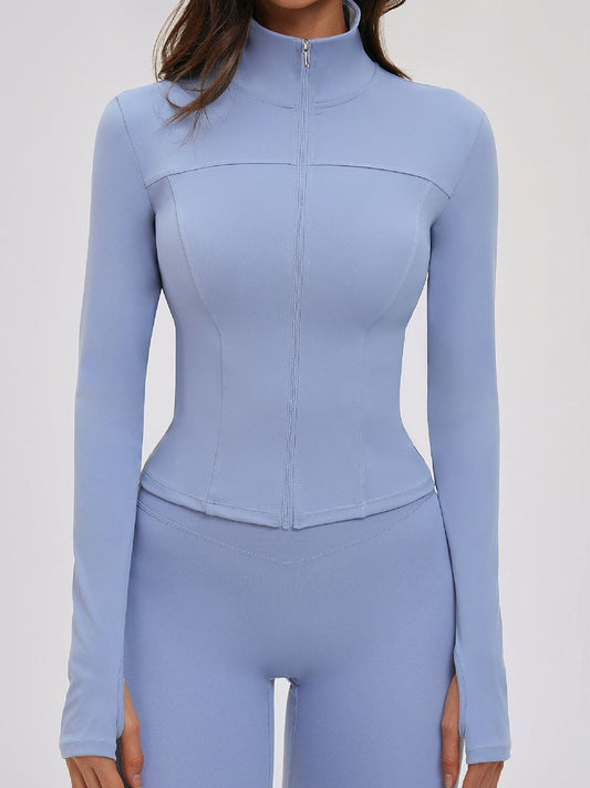 Brushed Stand-Collar Full-Zip Yoga Jacket