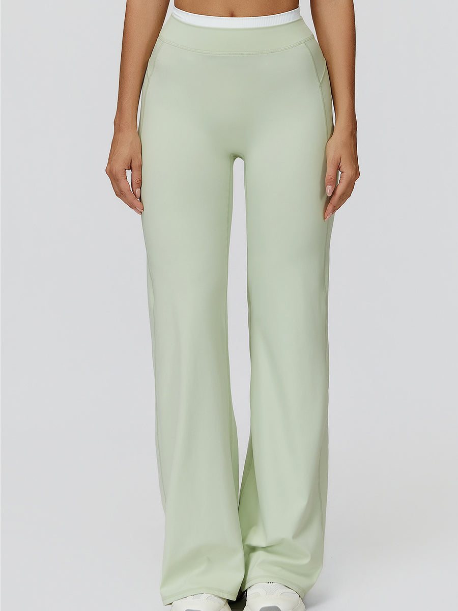 NakedFeel Contrast Ribbed Flare Pants