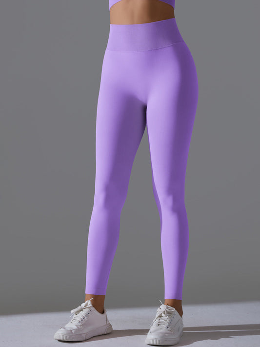 Seamless Solid High-Waist Peach Workout Leggings