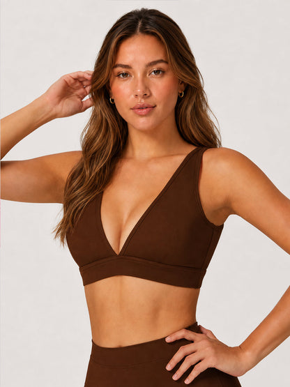 Sleek V-Neck Sports Bra