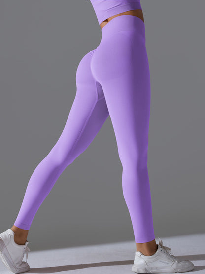 Seamless Solid High-Waist Peach Workout Leggings