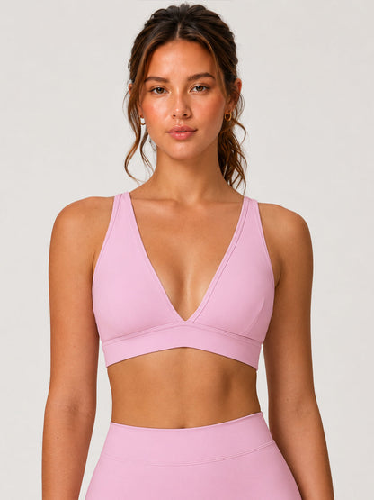 Sleek V-Neck Sports Bra