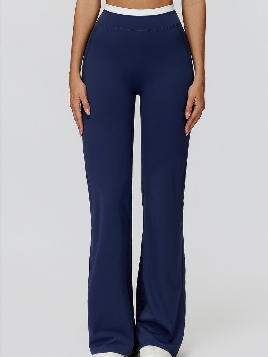 NakedFeel Contrast Ribbed Flare Pants