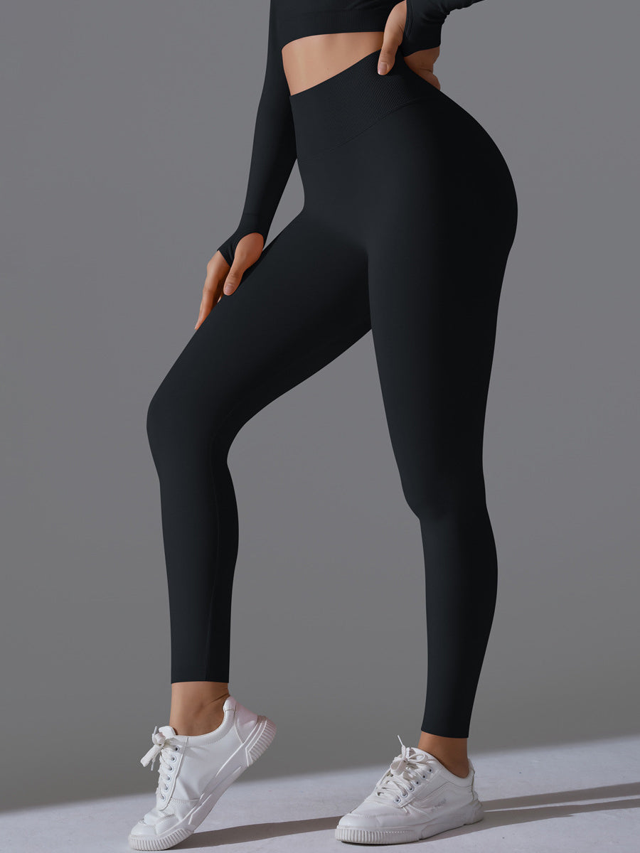 Seamless Solid High-Waist Peach Workout Leggings