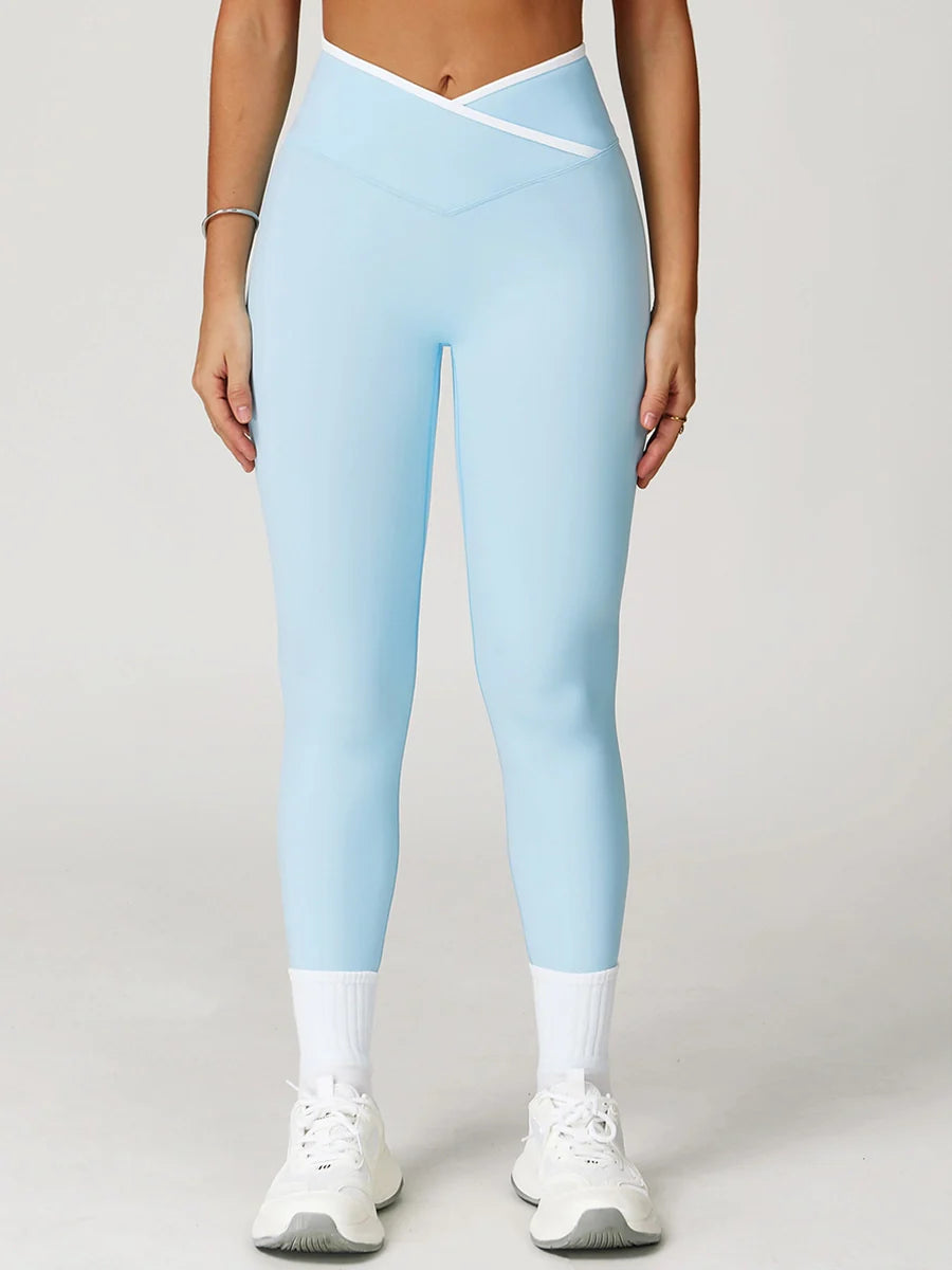 Pastel Colorblock Crossover Leggings