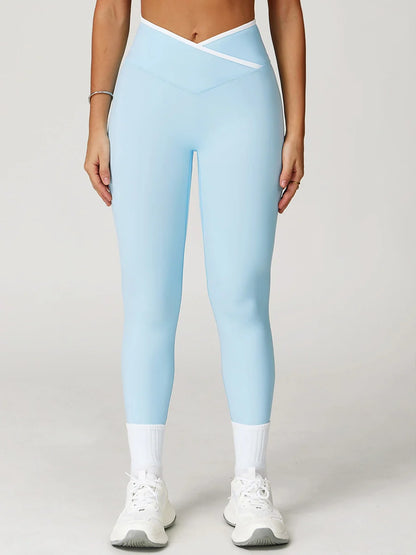 Pastel Colorblock Crossover Leggings