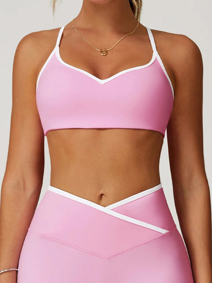 Pastel Colorblock Cut-Out Back Sports Bra