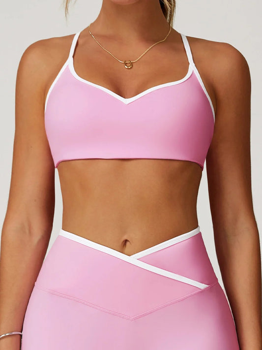 Pastel Colorblock Cut-Out Back Sports Bra