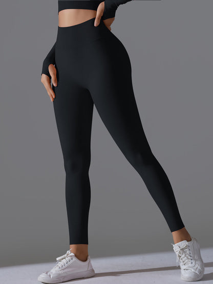 Seamless Solid High-Waist Peach Workout Leggings