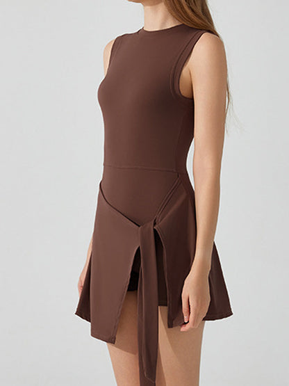 Layered Look Tie-Detail Dress