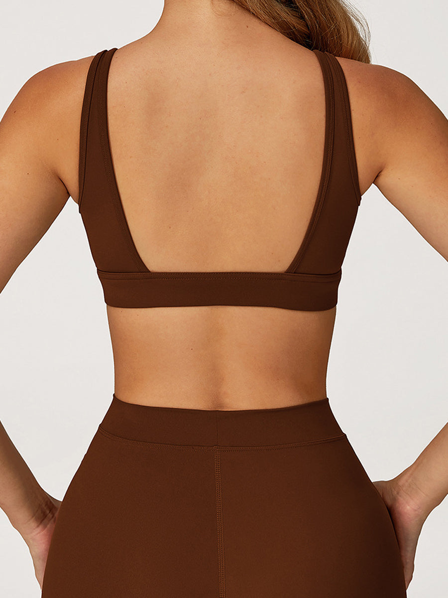Sleek V-Neck Sports Bra
