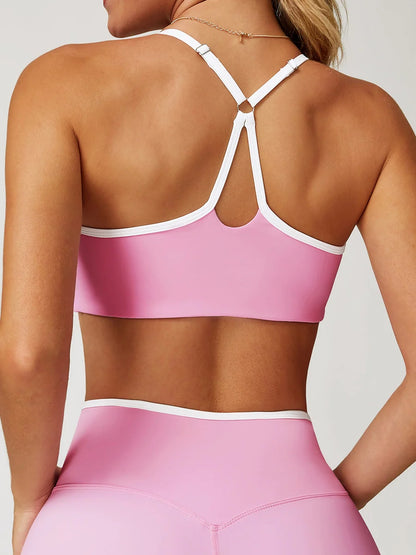 Pastel Colorblock Cut-Out Back Sports Bra