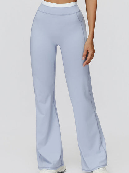 NakedFeel Contrast Ribbed Flare Pants