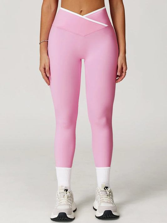 Pastel Colorblock Crossover Leggings
