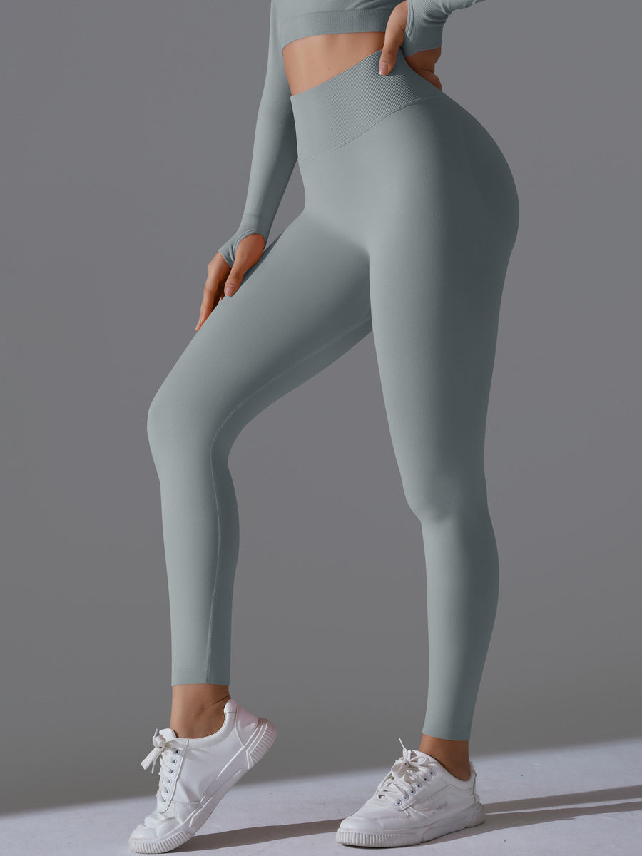 Seamless Solid High-Waist Peach Workout Leggings