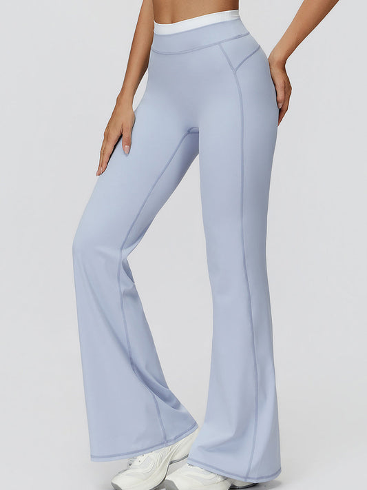 NakedFeel Contrast Ribbed Flare Pants
