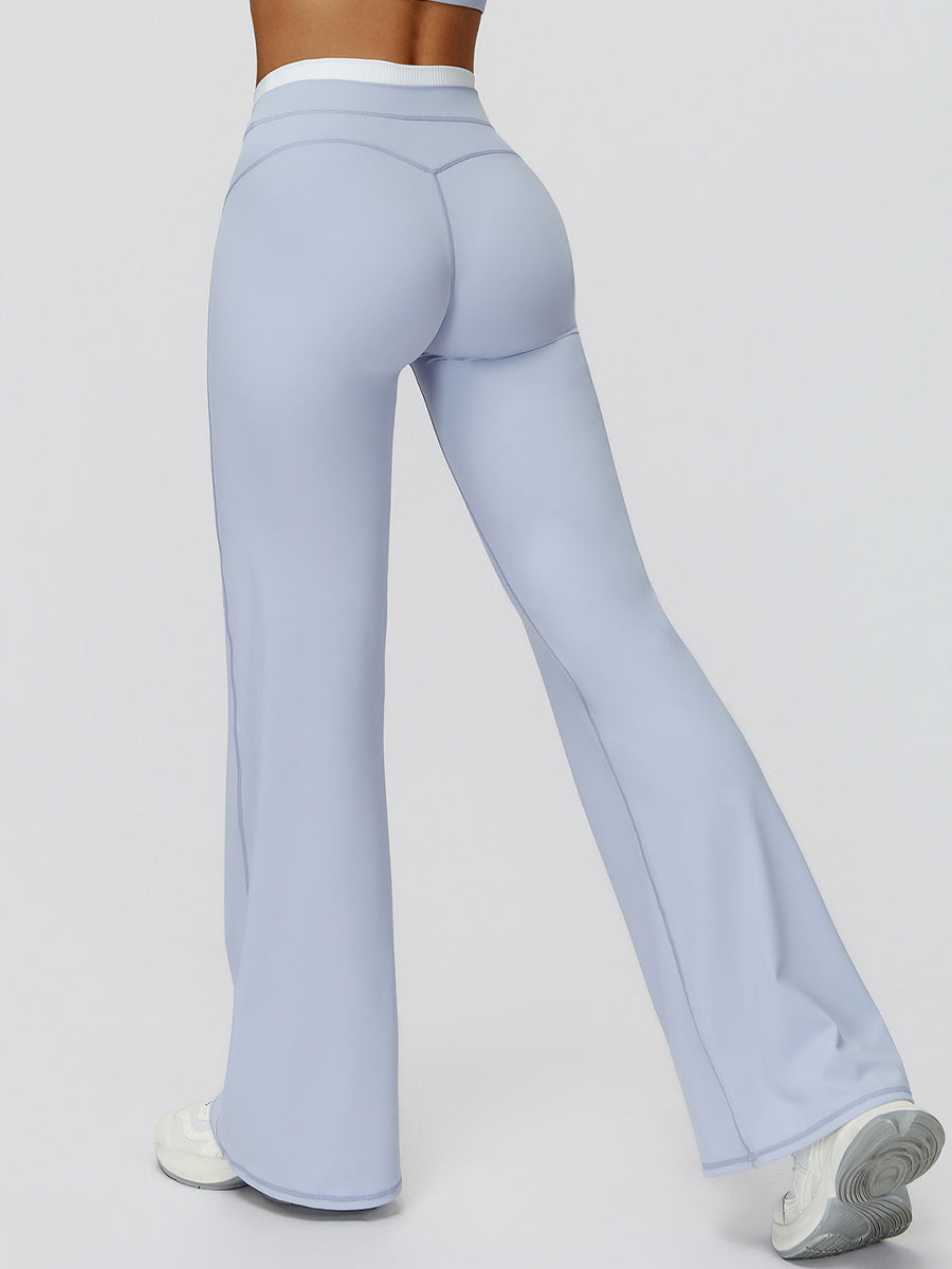 NakedFeel Contrast Ribbed Flare Pants