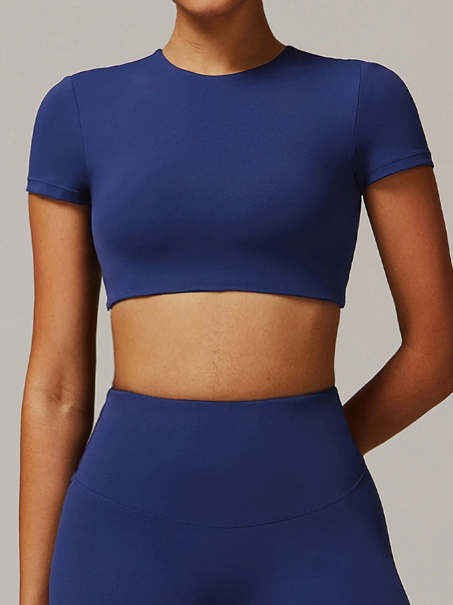 Hollow Back Quick-Dry Crew Neck Yoga Tee