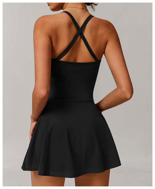Draped Front Crossback Dress