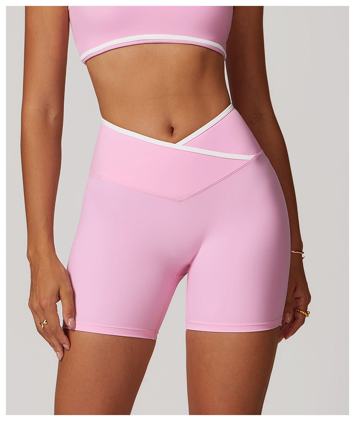 Colorblock Crossback High-Waist Shorts