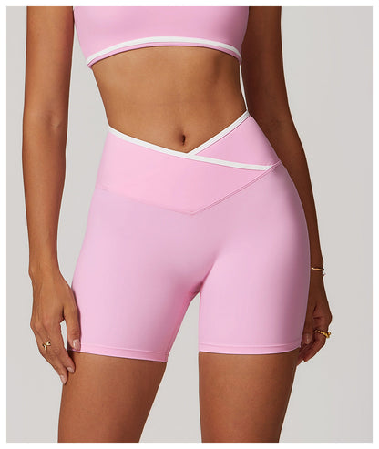 Colorblock Crossback High-Waist Shorts