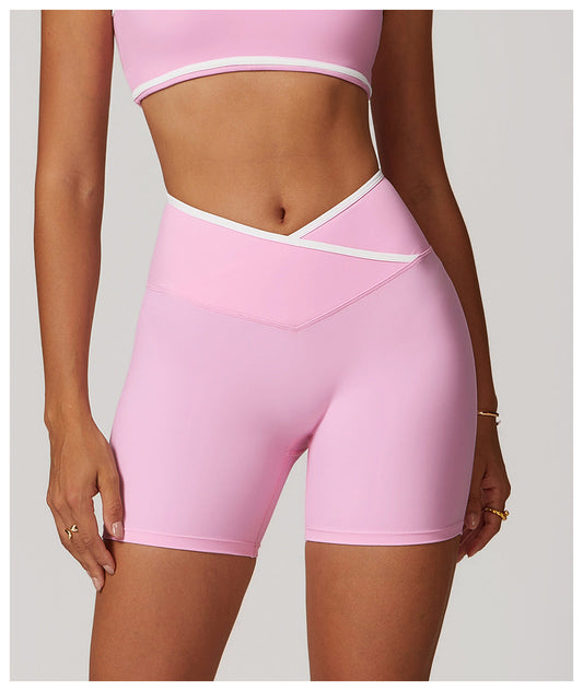 Colorblock Crossback High-Waist Shorts