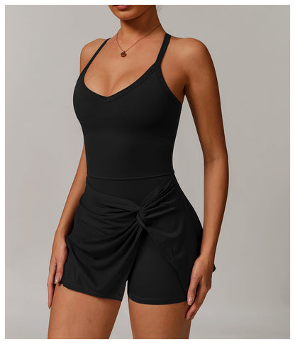 Draped Front Crossback Dress