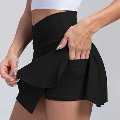 Crossover Pleated Tennis Skort