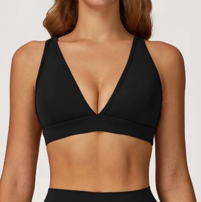 Sleek V-Neck Sports Bra