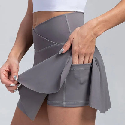 Crossover Pleated Tennis Skort