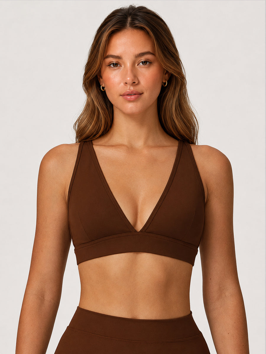 Sleek V-Neck Sports Bra